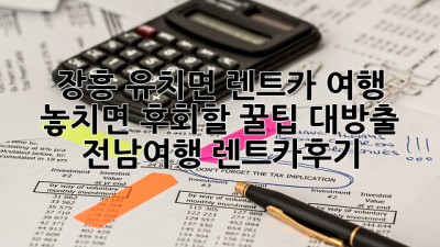 🚗💨 장흥 유치면 렌트카 여행, 놓치면 후회할 꿀팁 대방출! #전남여행 #렌트카후기